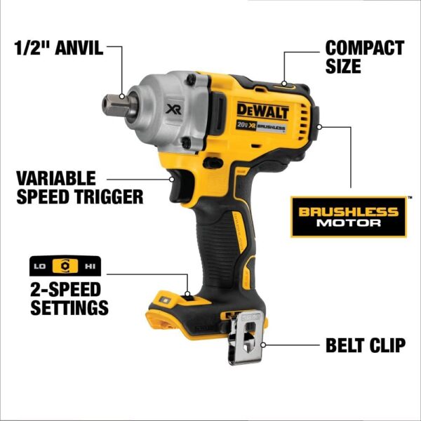 20V MAX XR 1/2" MID TORQUE IMPACT WRENCH (DETENT P
