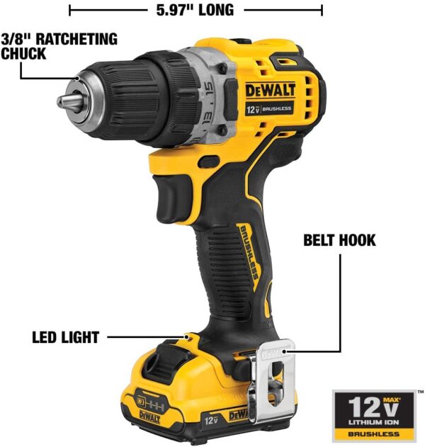 DCF801F2- DEWALT 12V XR BRUSHLESS IMPACT KIT 