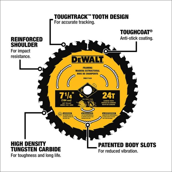 DWA1714242- FRAMING BLADE - 7-1/4 X 24 T (2 PKG)