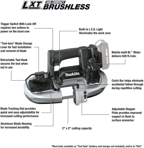 Makita DPB184ZB 18V LXT Brushless Sub-Compact -28-3/4" BLADE-2" CAPACITYCordless Bands