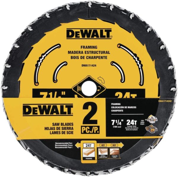 DWA1714242- FRAMING BLADE - 7-1/4 X 24 T (2 PKG)