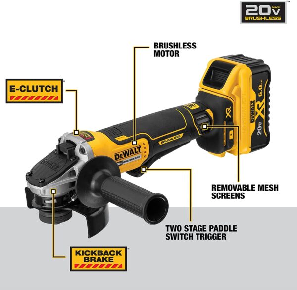 20V MAX XR 4-1/2" GRINDER W/ BRAKE (6.0AH) W/ 2 BA