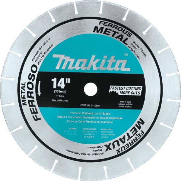 14" DIAMOND BLADE SEGMENT RIM, 1" ARBOR, FOR STEEL