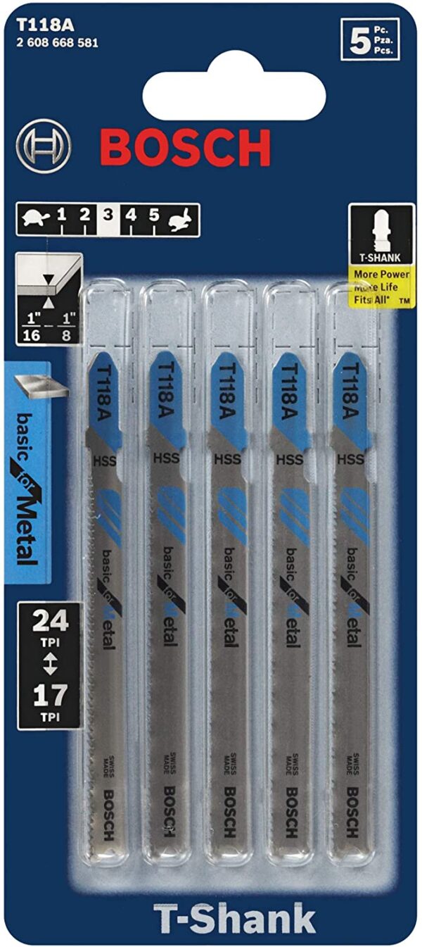 3", 24TPI, HSS Bosch Shank Jigsaw Blade  (5 pk)