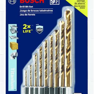 Bosch 9-Piece Impact Tough Titanium Drill Bit Set, TI9IM