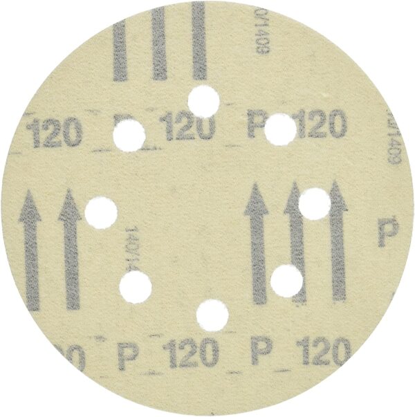 5" Hook & Loop Sanding Disc, 8-Hole, Red, 120 Grit