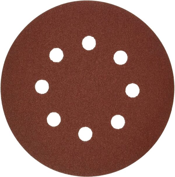 5" Hook & Loop Sanding Disc, 8-Hole, Red, 120 Grit