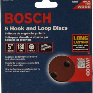 5" Hook & Loop Sanding Disc, 8-Hole, Red, 180 Grit