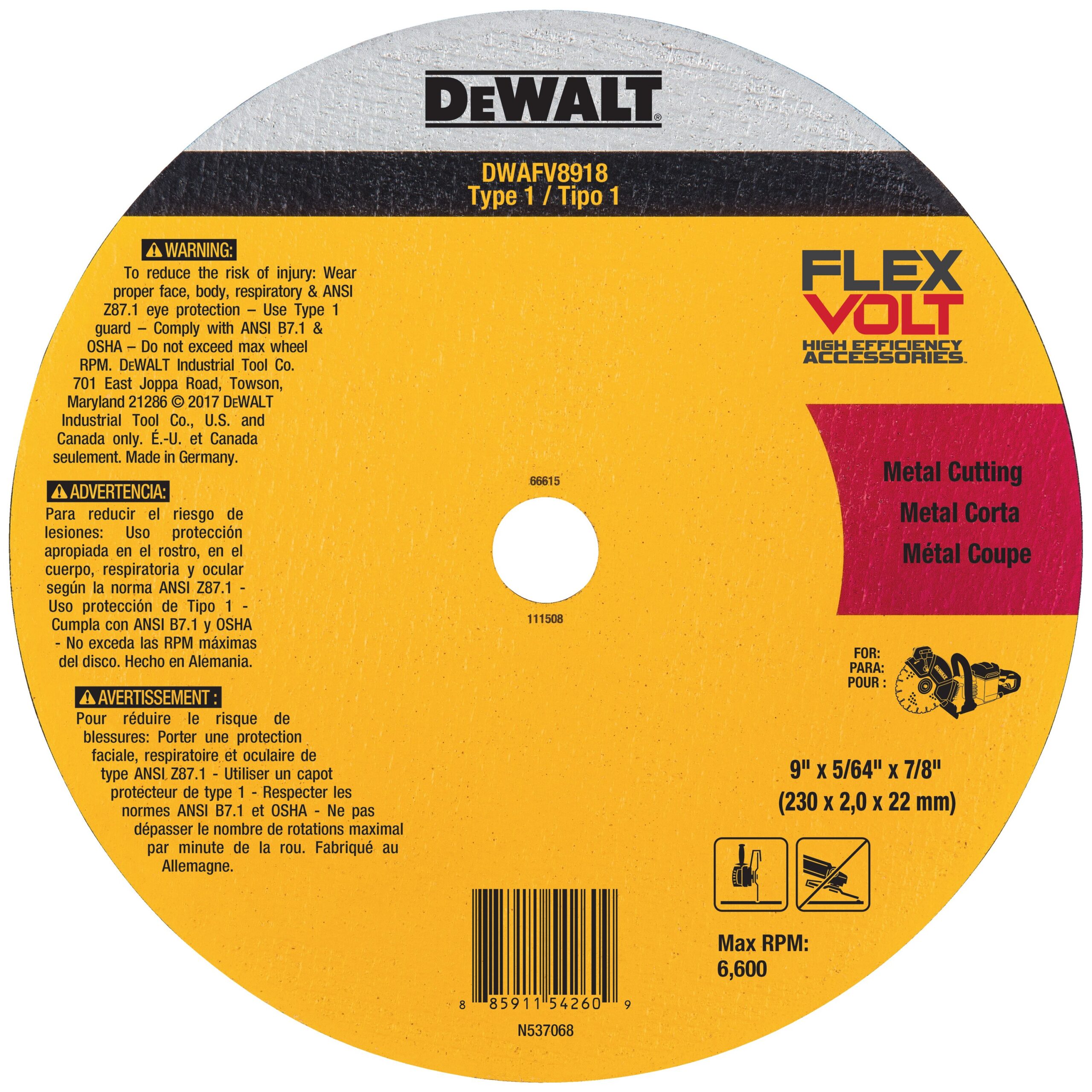9 X 5/64 X 7/8 T1 FV CUTOFF WHEEL Tool Academy