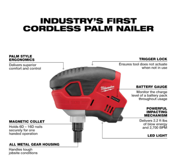 M12 PALM NAILER - TOOL ONLY