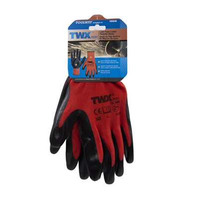 105646 1 B 1 GLOVES WORK KNITTED POLYESTER WITH NITRILE PALM RED / BLACK