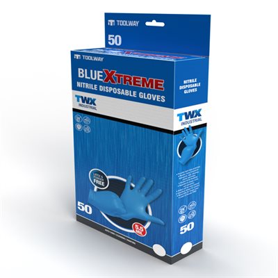 105653 2 B 1 GLOVES DISPOSABLE NITRILE LATEX FREE 5.5MIL BLUE 50/BOX (L