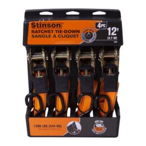 4PC 12' RATCHET TIE DOWN SET 1200lbs
