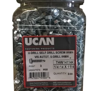 1/4-14 X 1-1/4" IHWH/3 U-DRILLS, Z/P, JUG OF 300 P