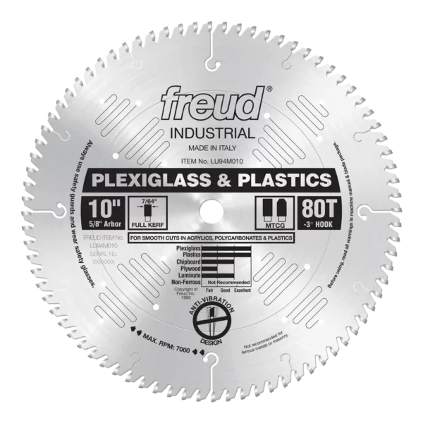 FREUD  10" X 80T PLEXIGLASS BLADE 