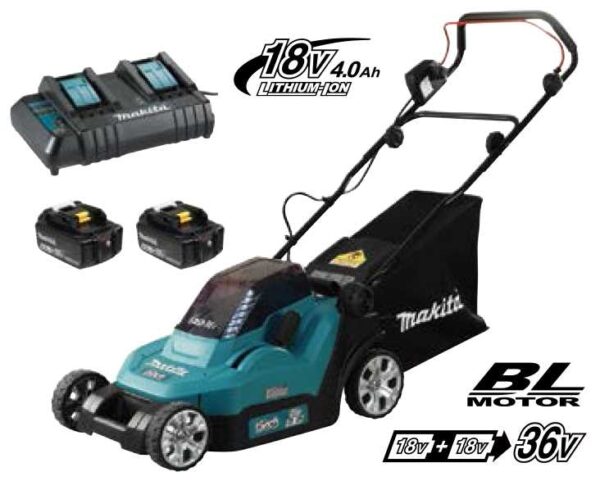 18Vx2 LXT (5.0 Ah) 17" Lawn Mower Kit, (BL1850B (2), DC18SH)
