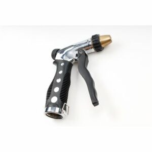 HOSE NOZZLE SPRAYER METAL FRONT TRIGGER ADJUSTABLE SPRAY HEAD GRAY / BLACK