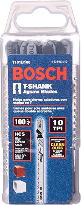 T101B100 4", 10TPI, HCS Bosch Shank Jigsaw Blade (100 pk)