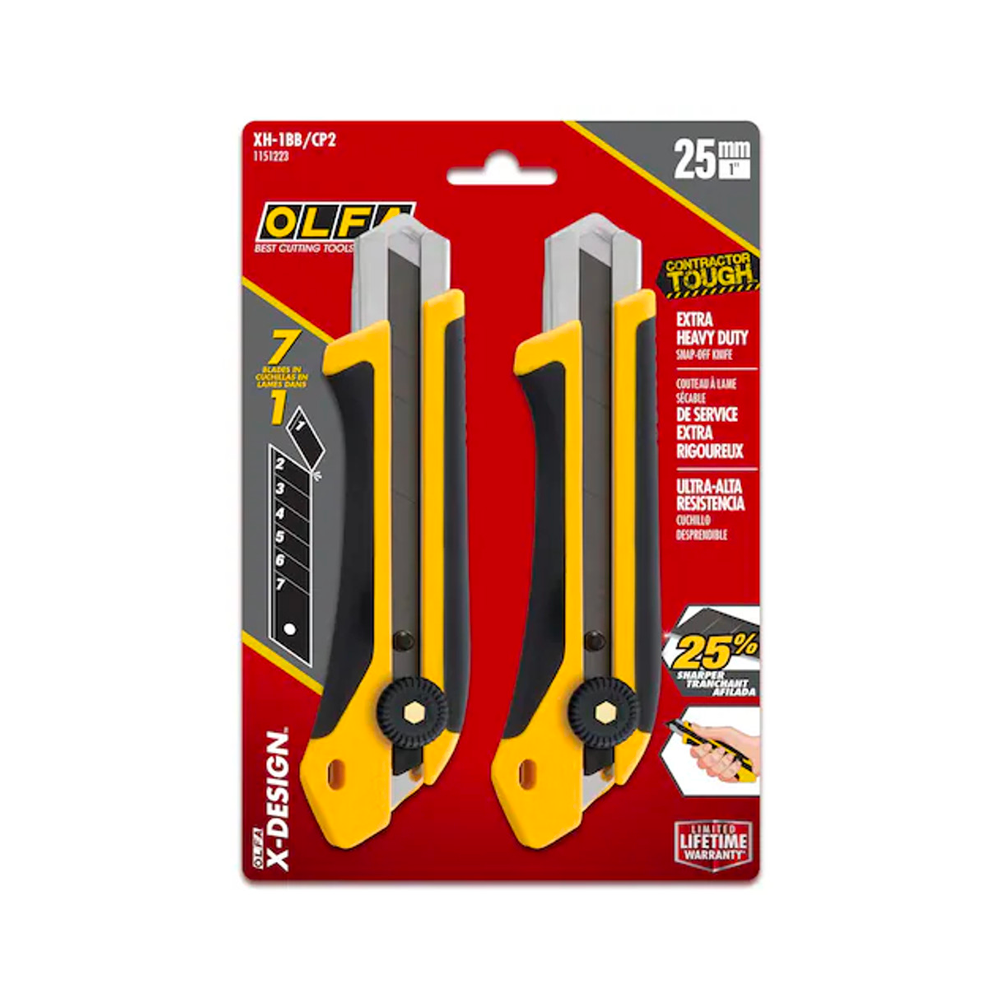 XH 1BB CP2 1 OLFA EXTRA HEAVY-DUTY RATCHET-LOCK ULTRASHARP SNAP-OFF UTILITY KNIFE (2-PACK)