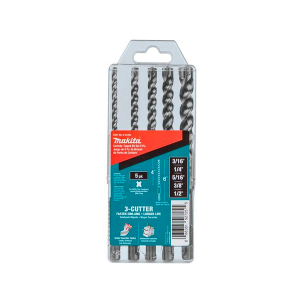 3‑POINT SDS‑PLUS BIT SET (5 PCS)