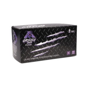 GRIZZLY GRIP™ FORCE BLACK DIAMOND TEXTURED NITRILE GLOVES (8 MIL) (BLACK) (L)