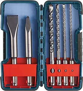 6 PC SDS-PLUS BULLDOG TOUGH 4 CUTTER ROTARY HAMMER BIT SET