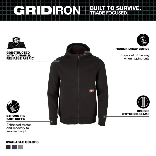 Milwaukee GRIDIRON™ Full-Zip Hoodie Black 2XL