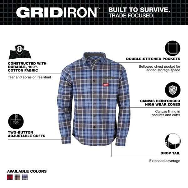 Milwaukee GRIDIRON™ Flannel Shirt Blue Large