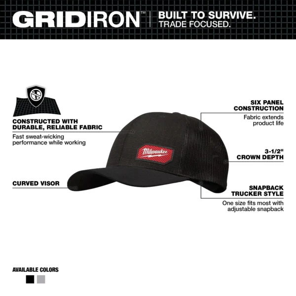 Milwaukee GRIDIRON™ Snapback Trucker Hat Gray