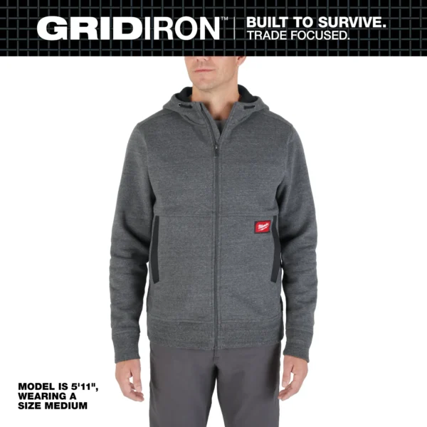Milwaukee GRIDIRON™ Full-Zip Hoodie Gray Large