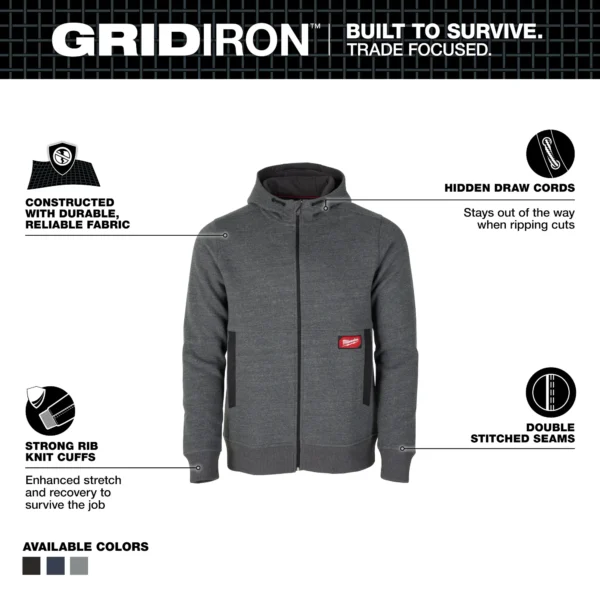 Milwaukee GRIDIRON™ Full-Zip Hoodie Gray Large