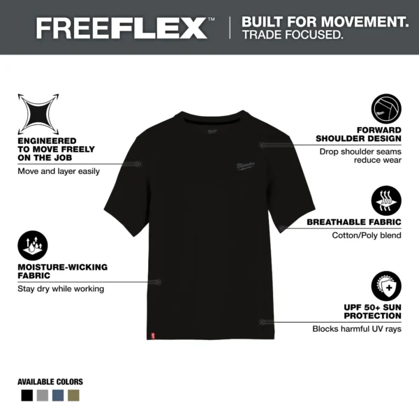 Milwaukee FREEFLEX™ Hybrid Work Tee - Short Sleeve Black Large