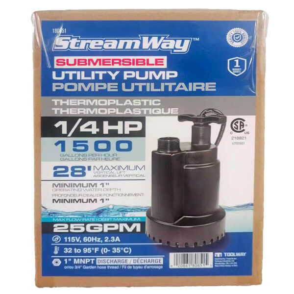 SUBMERISBLE Pump Thermoplastic 1/4HP