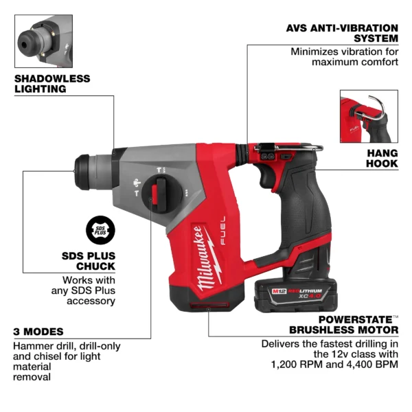 M12 FUEL 5/8" SDS PLUS ROTARY HAMMER KIT