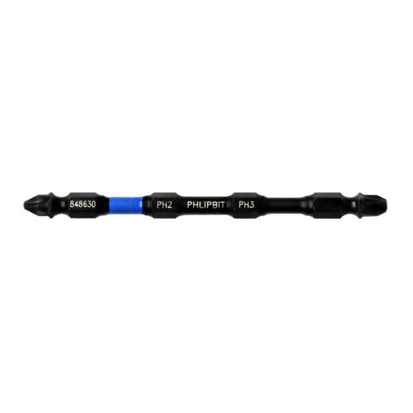 PHLiPBiT PH2+PH3 4" #848630 Double Ended Impact Bit Blue/Bare