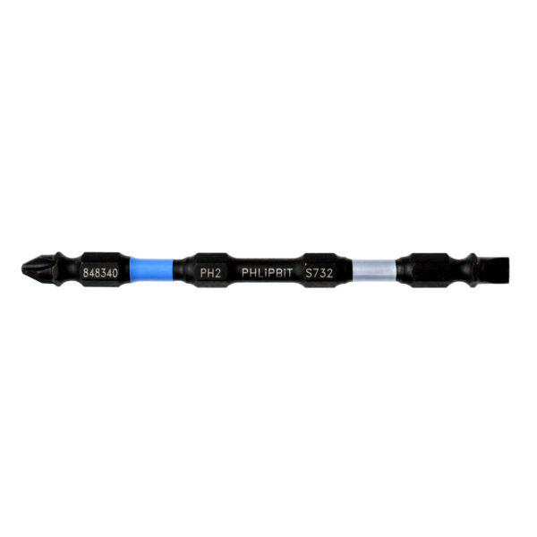 PHLiPBiT SL7+PH2 4" #848340 Double Ended Impact Bit Silver/Blue