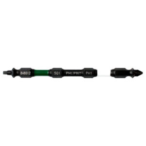 PHLiPBiT SQ1+PH1 4" #848012 Double Ended Impact Bit Green/White