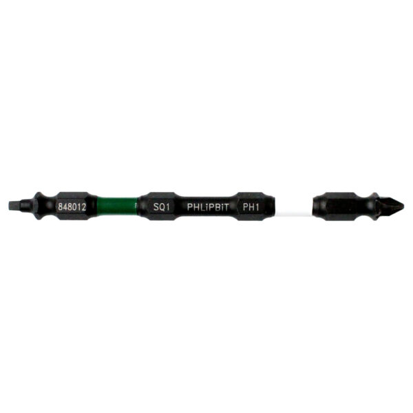 PHLiPBiT SQ1+PH1 4" #848012 Double Ended Impact Bit Green/White