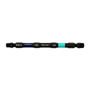 PHLiPBiT T30+T40 4" #848142 Double Ended Impact Bit Dark Blue/Teal
