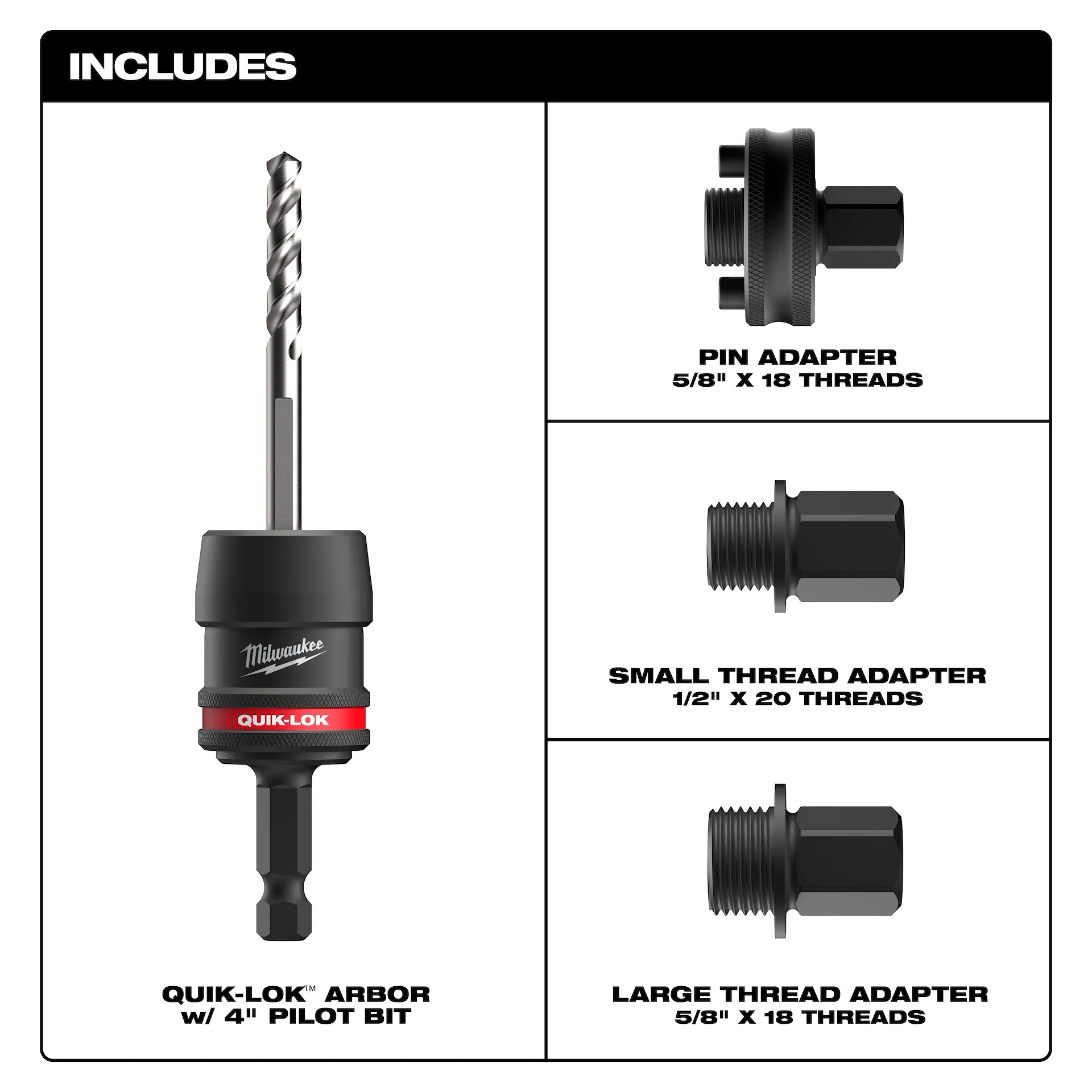 5 pc 3/8" quik lok arbor set